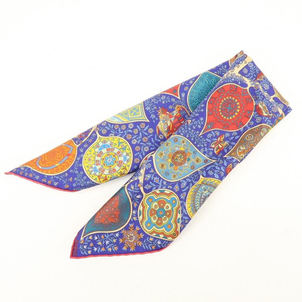 Hermes Carre 45 L'Arbre de Vie Silk Scarf Blue - Picture 5 of 10